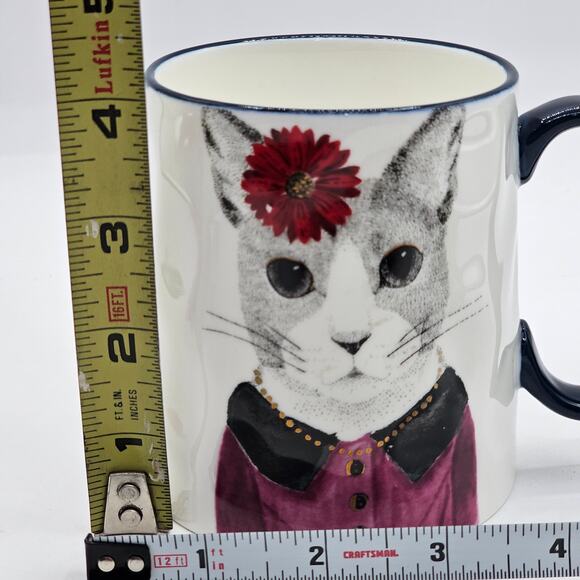 Hipster Cat Portrait Coffee Mug Signature Housewares 15oz Ceramic Cat Lover Gift - Picture 6 of 6